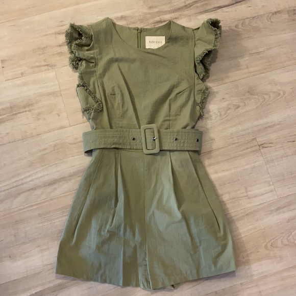 Green Belted Ruffle Romper - Picture 2 of 7